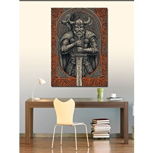 Kanvas Tablo İskandinav Savaşçı Çizimi 100x140 cm