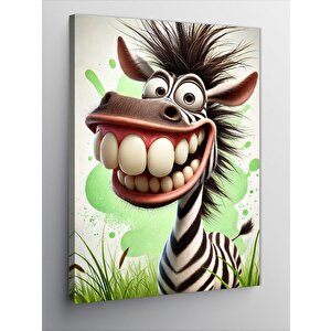 Kanvas Tablo Gülümseyen Çizgi Zebra 50x70 cm