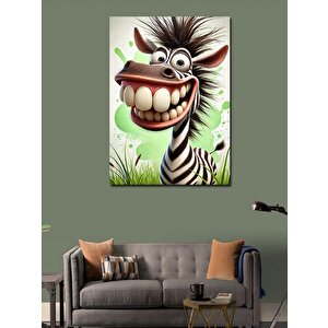 Kanvas Tablo Gülümseyen Çizgi Zebra 50x70 cm