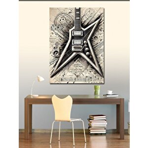 Kanvas Tablo Metalik Elektrik Gitar Tasarımı 50x70 cm