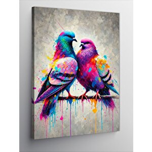 Kanvas Tablo Renkli Kuş Aşkı 100x140 cm