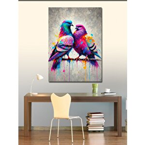 Kanvas Tablo Renkli Kuş Aşkı 100x140 cm