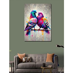 Kanvas Tablo Renkli Kuş Aşkı 100x140 cm