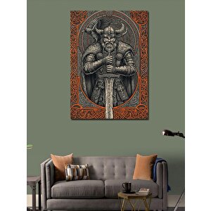 Kanvas Tablo İskandinav Savaşçı Çizimi 50x70 cm