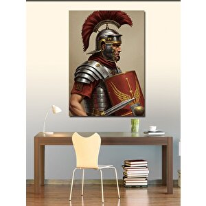 Kanvas Tablo Romalı Asker Ve Kırmızı Zırh 50x70 cm