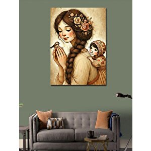 Kanvas Tablo Kuş Ve Kadın Figürü 100x140 cm