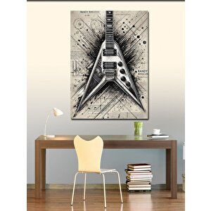 Kanvas Tablo Elektrik Gitar Çizimi 50x70 cm