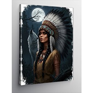 Kanvas Tablo Kızılderili Kadın Silueti 50x70 cm