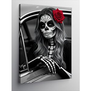 Kanvas Tablo Gül Ve Kurukafa Kadın 100x140 cm
