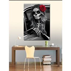 Kanvas Tablo Gül Ve Kurukafa Kadın 70x100 cm