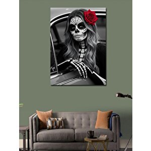 Kanvas Tablo Gül Ve Kurukafa Kadın 70x100 cm