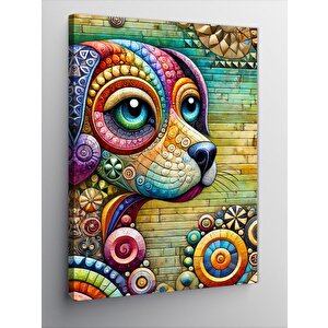 Kanvas Tablo Soyut Renkli Köpek 100x140 cm