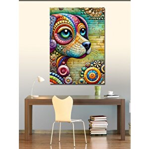 Kanvas Tablo Soyut Renkli Köpek 100x140 cm