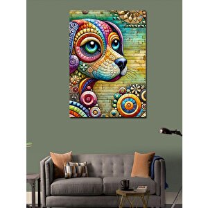 Kanvas Tablo Soyut Renkli Köpek 100x140 cm