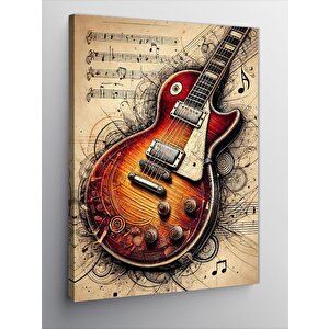Kanvas Tablo Klasik Elektro Gitar Çizimi 50x70 cm