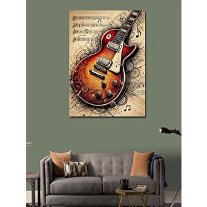 Kanvas Tablo Klasik Elektro Gitar Çizimi 50x70 cm