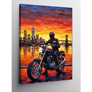 Kanvas Tablo Gün Batımında Motosiklet 50x70 cm
