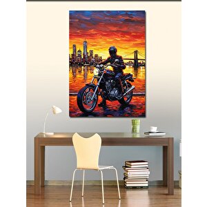 Kanvas Tablo Gün Batımında Motosiklet 50x70 cm