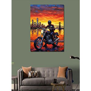 Kanvas Tablo Gün Batımında Motosiklet 50x70 cm
