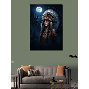 Kanvas Tablo Kızılderili Kadın Ve Ayışığı 50x70 cm