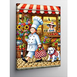 Kanvas Tablo Pastacı Kadın Ve Köpek 100x140 cm