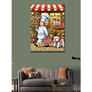 Kanvas Tablo Pastacı Kadın Ve Köpek 100x140 cm