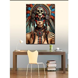 Kanvas Tablo Kızılderili Savaşçı Kadın 100x140 cm