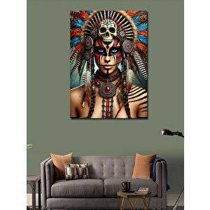 Kanvas Tablo Kızılderili Savaşçı Kadın 100x140 cm