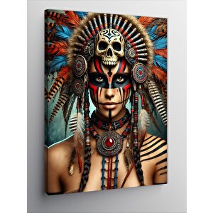 Kanvas Tablo Kızılderili Savaşçı Kadın 50x70 cm