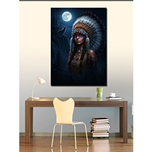 Kanvas Tablo Kızılderili Kadın Ve Ayışığı 100x140 cm