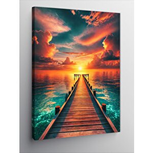 Kanvas Tablo Gün Batımında İskandinav Gölü 50x70 cm