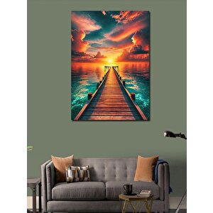Kanvas Tablo Gün Batımında İskandinav Gölü 50x70 cm