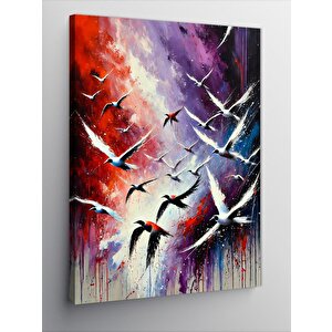 Kanvas Tablo Soyut Kuşlar Ve Renkler 70x100 cm