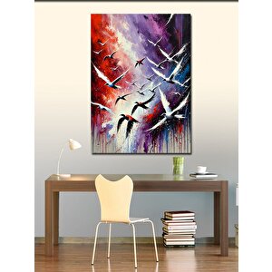 Kanvas Tablo Soyut Kuşlar Ve Renkler 70x100 cm