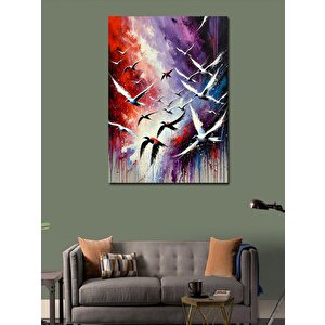 Kanvas Tablo Soyut Kuşlar Ve Renkler 70x100 cm