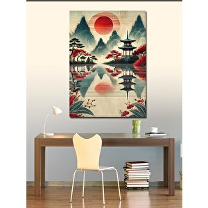 Kanvas Tablo Japon Pagodası Ve Göl Manzarası 50x70 cm