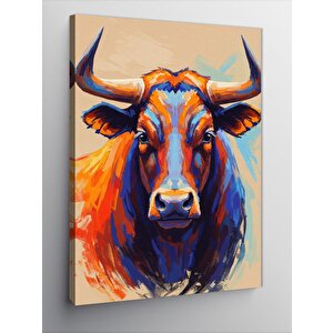 Kanvas Tablo Renkli Boğa Ve Güç İfadesi 100x140 cm