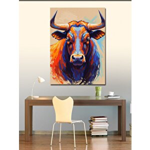 Kanvas Tablo Renkli Boğa Ve Güç İfadesi 100x140 cm