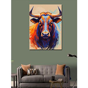 Kanvas Tablo Renkli Boğa Ve Güç İfadesi 100x140 cm