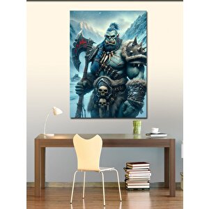 Kanvas Tablo Buz Savaşçısı Ve Mitolojik Figür 70x100 cm