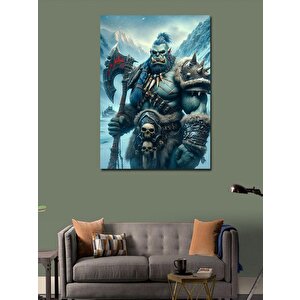 Kanvas Tablo Buz Savaşçısı Ve Mitolojik Figür 70x100 cm