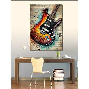 Kanvas Tablo Soyut Elektro Gitar Ve Sanat 100x140 cm