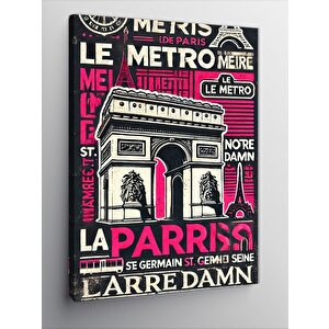 Kanvas Tablo Paris Metro Ve Grafik Poster 70x100 cm