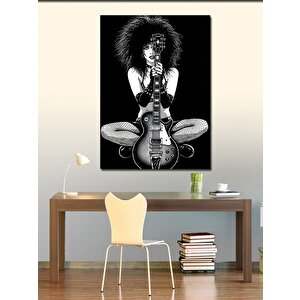 Kanvas Tablo Gitar Çalan Kadın Ve Gotik Stil 50x70 cm