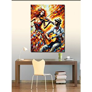 Kanvas Tablo Renkli Gitar Ve Dans Eden Çift 50x70 cm