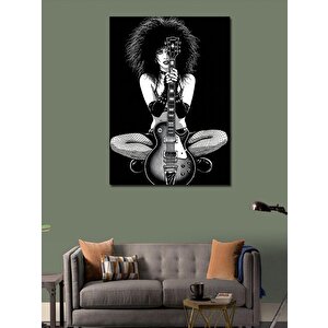 Kanvas Tablo Gitar Çalan Kadın Ve Gotik Stil 70x100 cm