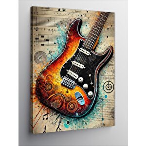 Kanvas Tablo Soyut Elektro Gitar Ve Sanat 50x70 cm