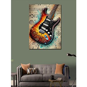 Kanvas Tablo Soyut Elektro Gitar Ve Sanat 50x70 cm