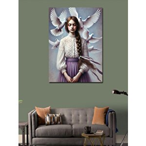 Kanvas Tablo Barış Güvercinleriyle Kadın 70x100 cm