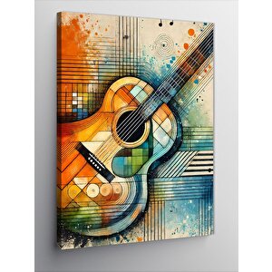 Kanvas Tablo Soyut Gitar Ve Renkli Desenler 50x70 cm